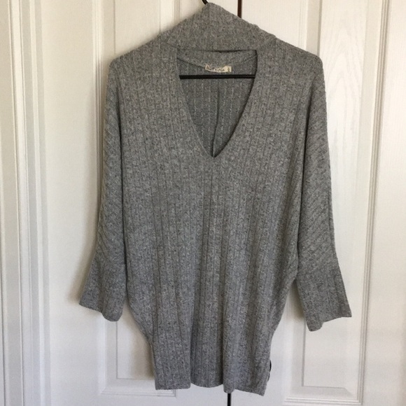 Heart & Hips Tops - HEART and HIPS gray choker neck top